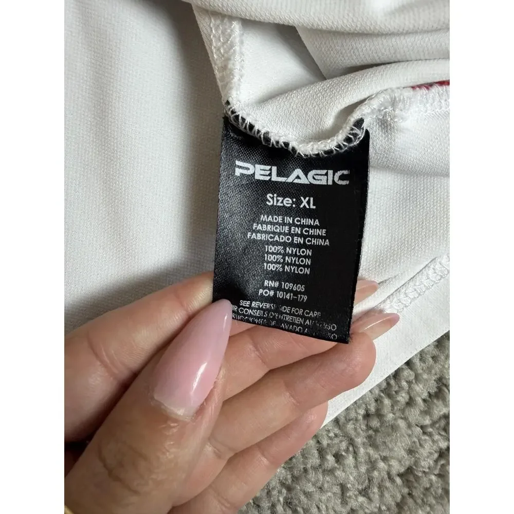 PELAGIC Rash Guard Mens XL White Long Sleeve Breathable Lightweight Mesh